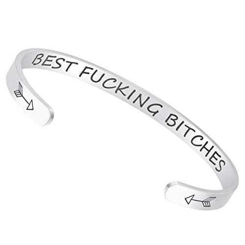 Fesciory Inspirational Bracelets for Women, Stainless Steel Cuff Bangle - color: Silver-26