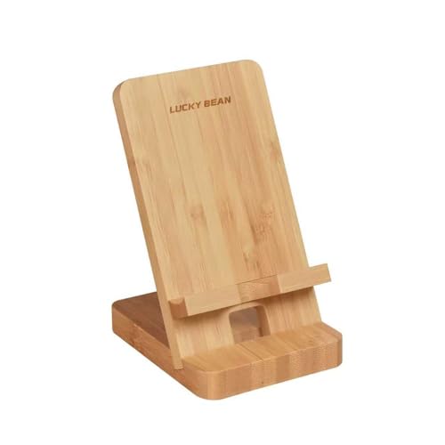 LUCKY BEAN Wood Phone Stand, Desktop Wooden Phone Holder, Portable Office Phone Stand for Desk, Wood ipad Stand， Compatible with iPhone & All Cell Phones (Bamboo) - color: Bamboo