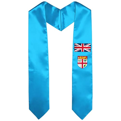 Graduation Satin Sash Scarf 72" Stole - color: Fiji Flag