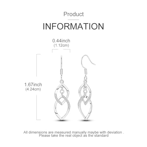 925 Sterling Silver Dangle Earrings for Women Filigree Teardrop Linear Drop Celtic Knot Statement Ear Bling Jewelry Crystal Clover Dragonfly Dangling Hook Helix Piercings - color: Double Linear