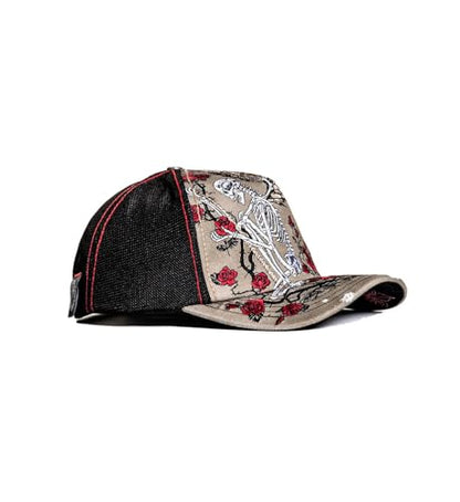 Affliction Men's Baseball Cap, Gothic Style, Embroidered Pattern - color: Dirty Potassium Spray (Winged Reaper)