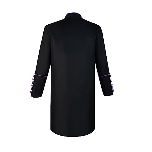 Men's Cassock Choir Short Cassock Minister Robe Clergy Pulpit Liturgical Church Top Coat - color: Purple, size: Small