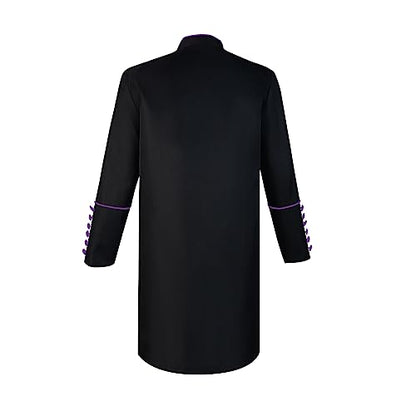 Men's Cassock Choir Short Cassock Minister Robe Clergy Pulpit Liturgical Church Top Coat - color: Purple, size: Large