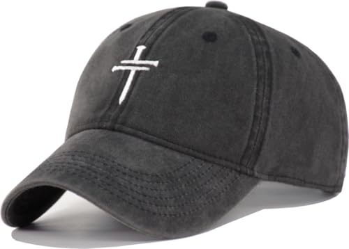 Christian Jesus Cross Vintage Hat Men Women Faith Baseball Hat Ideal Gift for Birthday Christmas Father's Mother's Day - color: Black