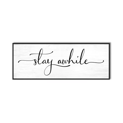 Stay Awhile Sign Above Door Wall Decor, 32"×12" - color: Stay Awhile, size: 12"×32"