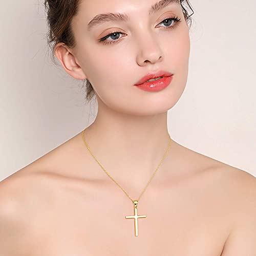 POPLYKE Cross Necklace 925 Sterling Silver Cross Pendant for Men Women - style: C-18" Gold Plated