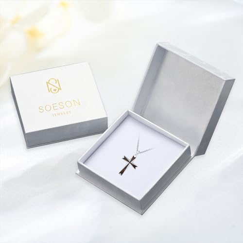 Cross Necklace for Men 925 Sterling Silver Cross Ebony Wooden Ankh Raven Praying Hands Crucifix Amulet Religious Jewelry Gifts for Men Women - color: Cross6