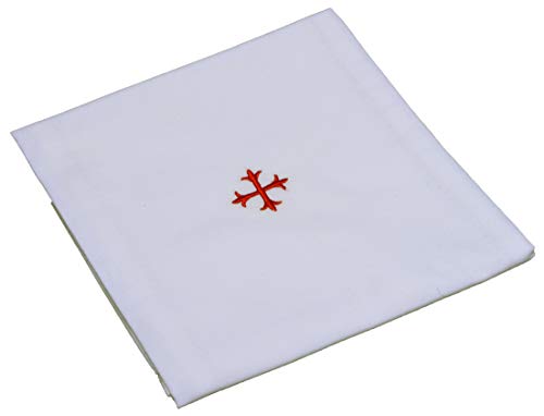 mds Linen Weave Cotton Red Greek Cross Purificators (3 Pack)