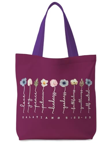 Bible Bags for Women, Christian Tote Bag, Gifts for Christian Women - color: Purple