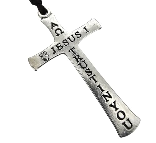 TALISMAN4U St. Michael Guardian Angel Medal Rosary for Car Rearview Mirror - color: Black Rosary Beads