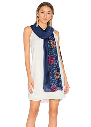 GERINLY Fashion Scarves for Women Lightweight Lace Printed Scarf Shawl Wrap - color: N-navy