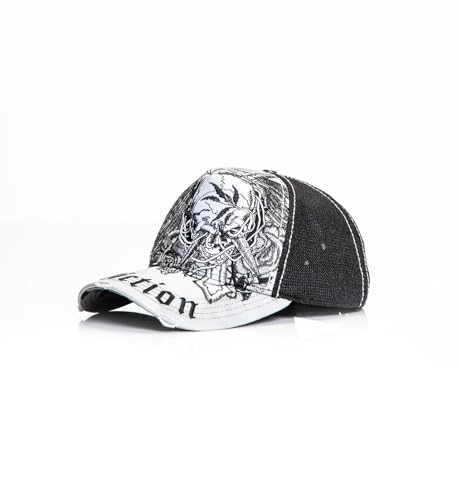 Affliction Men's Baseball Cap, Gothic Style, Embroidered Pattern - color: Black (Crossed Over)