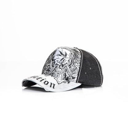 Affliction Men's Baseball Cap, Gothic Style, Embroidered Pattern - color: Black (Crossed Over)
