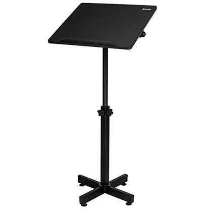 Bonnlo Classic Lectern Podium Stand, Height Adjustable Mobile Podium, Multi-Purpose Tabletop for Speech, Lecture, Church, Reading or Laptop Desk with Edge Stopper, Black - color: Black