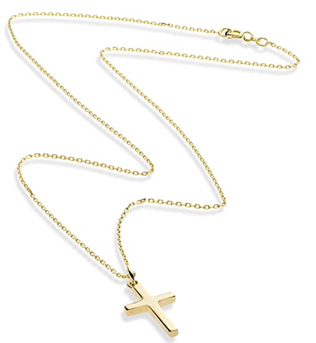 Miabella Italian 925 Sterling Silver Dainty Cross Necklace for Women - color: yellow-gold-plated-silver