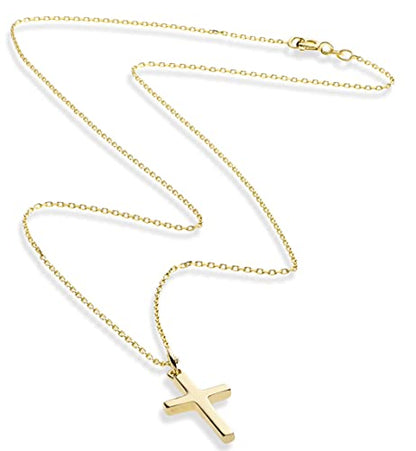 Miabella Italian 925 Sterling Silver Dainty Cross Necklace for Women - color: yellow-gold-plated-silver