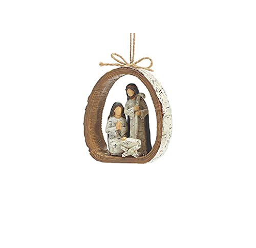 Burton+Burton Holy Family Birch Bark Resin Christmas Ornament