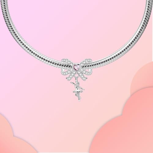 LUXILLA 925 Sterling Silver Charm Golden Family Tree Sparkling Cross Cute Dragon Charms Fits Bracelets Necklace Pendant Bead Jewelry Gift for Women Family Friends - color: Bow Dangle Charm