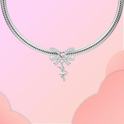 LUXILLA 925 Sterling Silver Charm Golden Family Tree Sparkling Cross Cute Dragon Charms Fits Bracelets Necklace Pendant Bead Jewelry Gift for Women Family Friends - color: Bow Dangle Charm