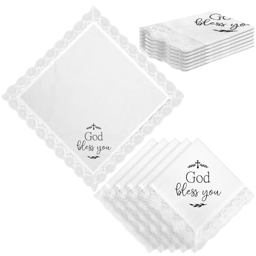 6 Pack 23'' Women Church Lap Scarf - color: White, style: God Bless You