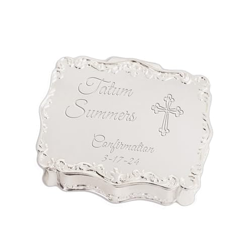 Cherished Moments Personalized Confirmation Rectangle Jewelry Box - color: Silver Confirmation