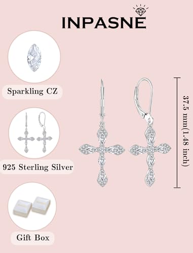 Birthstone Cross Earrings for Women 925 Sterling Silver - color: 04 April - Zirconia