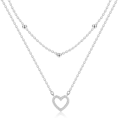 Layered Necklaces for Women | 14K Gold Plated Stackable Choker Necklace Set - Dainty Jewelry Gift - style: 2PCS-Silver heart layered necklaces