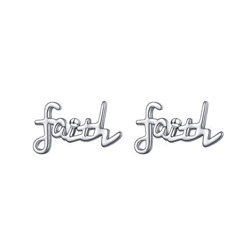 925 Sterling Silver Infinity Love of God Simple Dainty Faith Cross Dangle Earrings Religious Gift for Women - color: Faith Stud