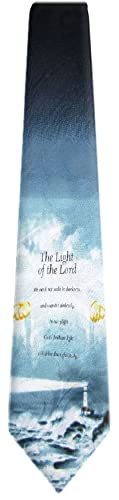 Mens Christian Themed Jesus Crosses Novelty NeckTie Ties - color: Black Seafoam Green
