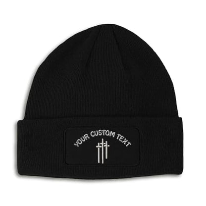 Speedy Pros Patch Beanie Crosses Jesus Faith God Christ Christian Skull Cap Hats for Men & Women Winter One Size - color: Black Personalized Text Here