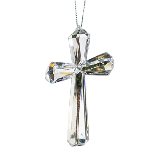 Transparent Acrylic Cross Decor Christmas Pendant Religious Ornament Festive Party Supplies for Wall Tree Decoration