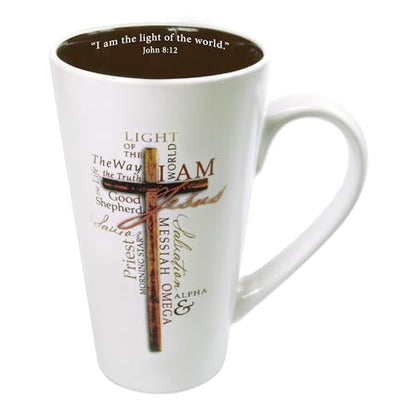 Christian Art Gifts White Stoneware Coffee Mug with Handle 16 oz. Microwave & Dishwasher-Safe Inspirational Scripture Coffee & Tea Mug for Men & Women with Bible Verse: Light of the World John 8:12