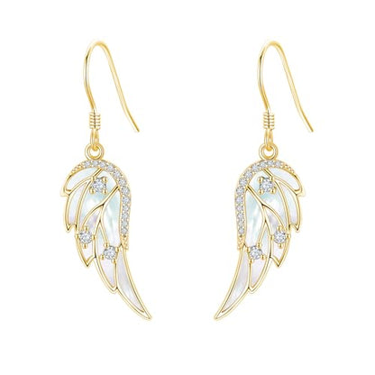 ONEFINITY Angel Wings Earring for Women Feather Wing Earring Angel Jewelry - color: gold