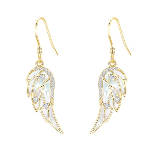 ONEFINITY Angel Wings Earring for Women Feather Wing Earring Angel Jewelry - color: gold