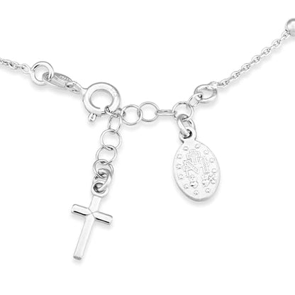 Miabella Italian 925 Sterling Silver Rosary Bead Chain Bracelet for Women - style: Length 6 to 7 Inch