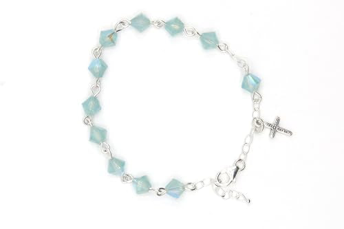 Catholic Communion Rosary Bracelet Created with Swarovski® Crystals, Glass - color: Pacific Opal - October