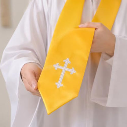 Clergy Stole & Choir Stole with Cross Embroidery 60'' (Pink) - color: Pink