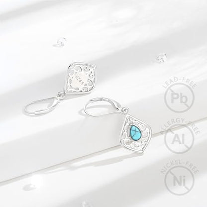 Vito Moonstone Turquoise Drop Earrings for Women, 925 Sterling Silver Hooks - style: Filigree-Turquoise-2