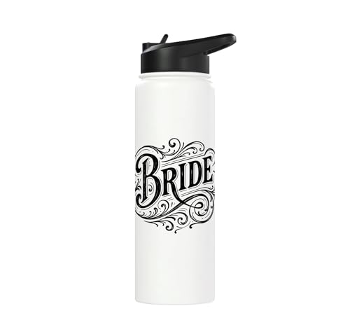 Elegant Bride Calligraphy Future Mrs. Wedding Design Stainless Steel Insulated Water Bottle - color: White