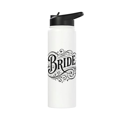 Elegant Bride Calligraphy Future Mrs. Wedding Design Stainless Steel Insulated Water Bottle - color: White