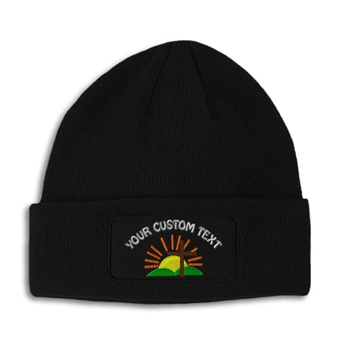 Patch Beanie Sunshine Christian Cross Christ Jesus God Skull Cap Hats for Men & Women Winter One Size - color: Black Personalized Text Here