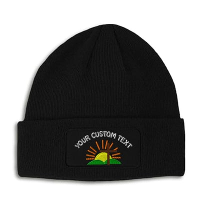 Patch Beanie Sunshine Christian Cross Christ Jesus God Skull Cap Hats for Men & Women Winter One Size - color: Black Personalized Text Here