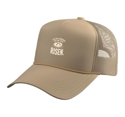 Risen Sourdough Christian Baker Amen Trucker Hat with Adjustable Mesh Back - color: Khaki