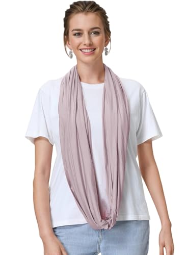 Lina & Lily Premium Modal Jersey Knit Women's Infinity Scarf Loop Lightweight - color: Nude Pink