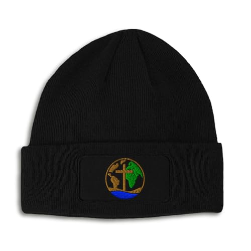 Custom Patch Beanie Christian Cross and Globe Faith Jesus Christ Skull Cap Hats for Men & Women One Size - color: Black Design Only