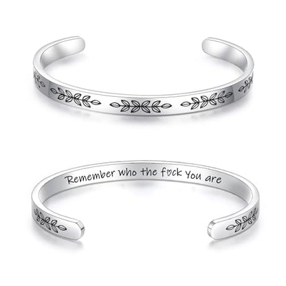 TONY & SANDY Cuff Bracelets for Women Teen Girls Best Friend Sister Mom Daughter Granddaughter Easter Birthday Mother's Day Christmas Stocking Stuffers for Teen Girls Women Jewelry - style: 1 - Remember who the f you are bracelet
