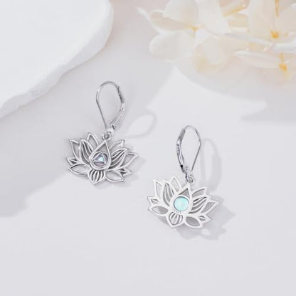 Mountain Mustard Seed Earrings for Women 925 Sterling Silver Lotus/Cross Dangle Drop Earring Christian Jewelry Outdoor Birthday Graduation Gifts - style: AA Lotus