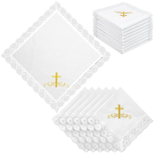 6 Pack 23'' Women Church Lap Scarf - color: White, style: Gold Cross