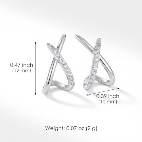 Dainty CZ Stud Hoop Earrings for Women, 14K Gold Plated Hypoallergenic Jewelry, Fashion Daily Wear Accessory, Birthday Gifts for Women - color: Silver