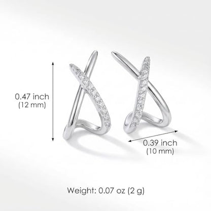 Dainty CZ Stud Hoop Earrings for Women, 14K Gold Plated Hypoallergenic Jewelry, Fashion Daily Wear Accessory, Birthday Gifts for Women - color: Silver